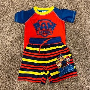 Toddler Boy Paw Patrol Rash Guard Top & Swim Trunks Set